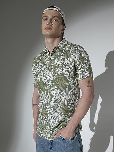 Image of Hubberholme Men's Rayon Relaxed Fit Printed Half Sleeve Resort Shirt