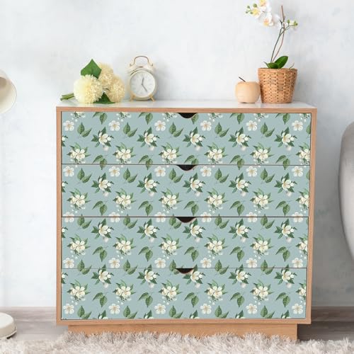 VaryFloral 壁紙シール花柄 30.5x300cm 青地 リメイクシート フラワー 剥がせる 多機能 防水/汚れ防止/防油 クロス ボタニカル エレガント のり付き リフォーム 補修 カッティングシート 簡単な貼り付け インテリア ウォールステッカ