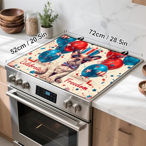 Image of Patriotic Stove Top Cover, Heat Resistant Electric Stove Protector Mat, Large Diatomite Kitchen Counter Mat, Independence Day Decor American Flag Kitchen Accessory (dog, 28x20 Inch)