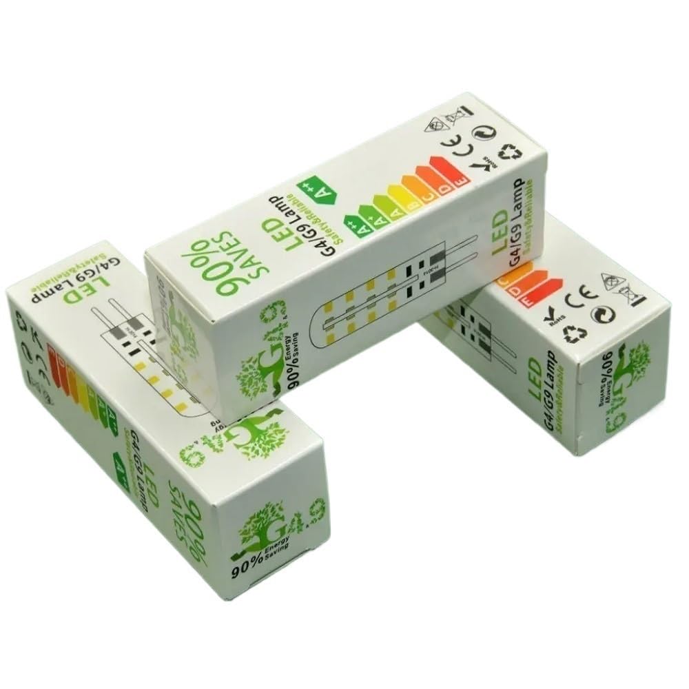 HHF Iluminación del hogar, Paquete de 10 bombillas LED tipo maíz G4/GY6.35 de 7 W/9 W CA/CC de 12 V, 64/78 LED, fuente de luz de cristal brillante(Warm white,G4 7W 64LED-2835)