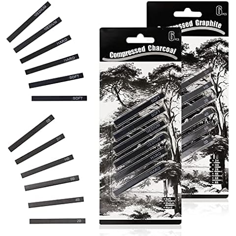 12 Pieces Compressed Charcoal Drawing Set Cover