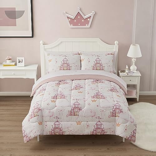 Image of Kids Bedding Set Bed in a Bag for Boys and Girls Toddlers Printed Sheet Set and Comforter, Full, Fairytale Princess