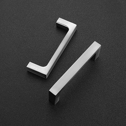 Image of Ravinte 5 Pack Solid 3 Inch Kitchen Square Cabinet Handles Brushed Nickel Pulls Drawer Pulls Kitchen Cabinet Hardware Handles