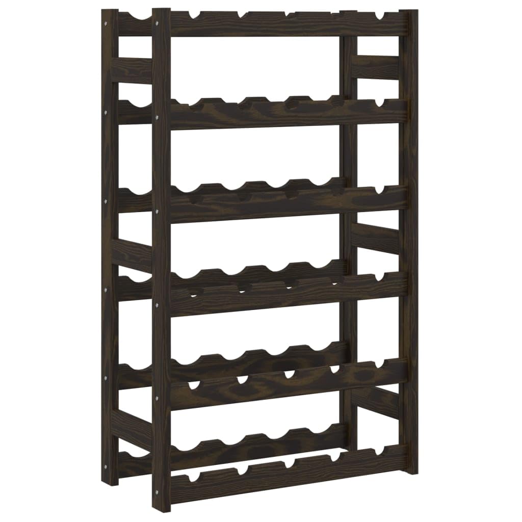 vidaXL Casier à Bouteilles pour 30 Bouteilles, Étagère à Vin avec Rangement, Casier à Bouteilles, Porte-​Bouteilles, Moderne, Noir Bois de Pin Solide
