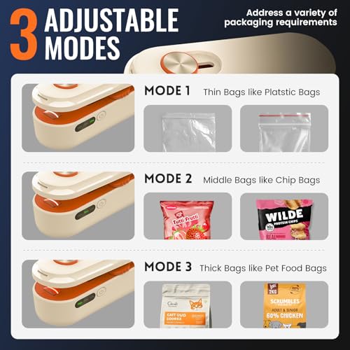 Image of 2-in-1 Mini Bag Sealer with Knife, Rechargeable Heat Sealer, 3 Modes for Light /Medium /Heavy Bags, Portable Snack Sealer