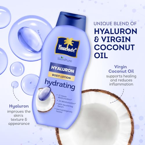 Image of Parachute SkinPure Hyaluron Body Lotion with Virgin Coconut Oil | Deep Hydration for All Skin Types | Moisturises for up to 72 Hours* | Clean, Nourishing Formula | 400 ml