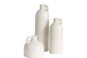 Sullivans Modern Farmhouse Distressed Two-Toned Small Ceramic Jug Set for Chic Home Decor