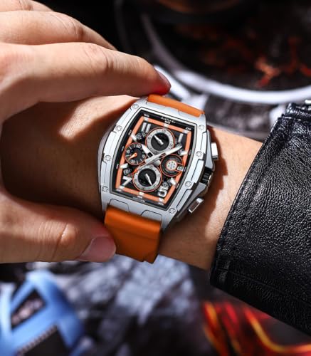Image of LIGE Mens Watches Luxury Tonneau Watches for Men Waterproof Analog Watch Chronograph Calendar Date Men's Dress Business Work Watch Large Square Face Wristwatch