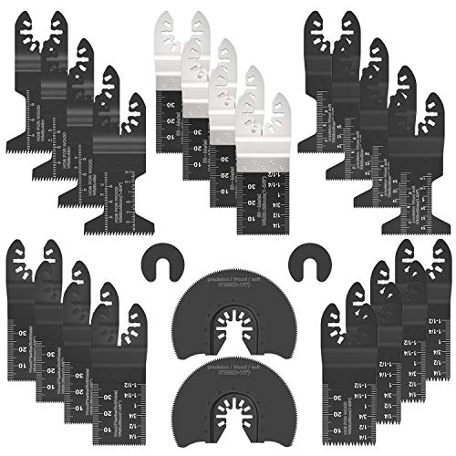 HOTBEST 24Pcs Metal Wood Oscillating Multitool Quick Release Saw Blades Fit DeWalt Bosch Milwaukee Craftsman Rockwell Fein Porter-Cable Chicago Ridgid Makita Ryobi