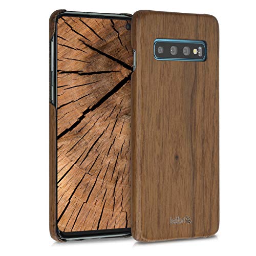 kalibri Funda Compatible con Samsung Galaxy S10 - Carcasa Protectora Trasera Delgada de Madera - En marrón Oscuro