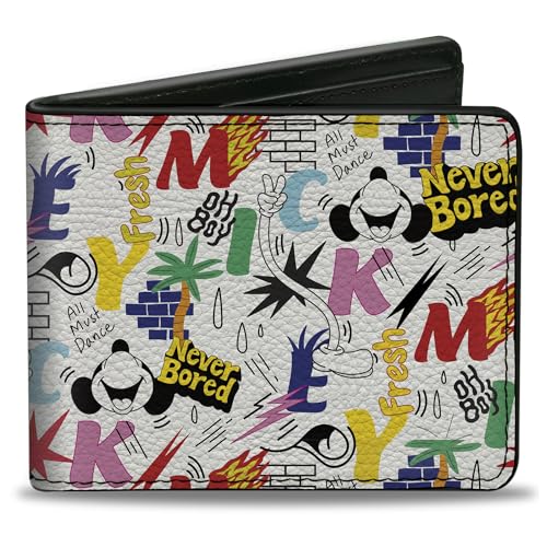 Buckle-Down Men's Bifold Wallet Mickey Mouse, 4.0" x 3.5"