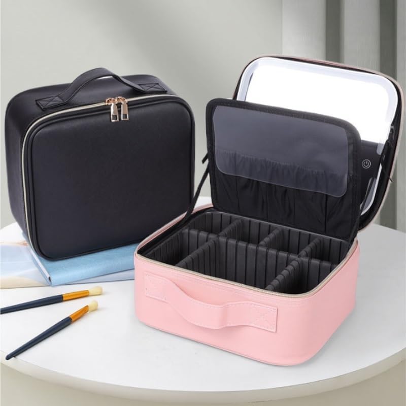 Makeup Bag With Light Handheld Storage Portable Multi layer Bags image 2
