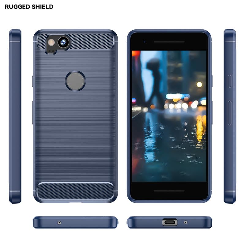 Image of Hybrid Carbon Fiber Back Case for Google Pixel 2 (Blue)