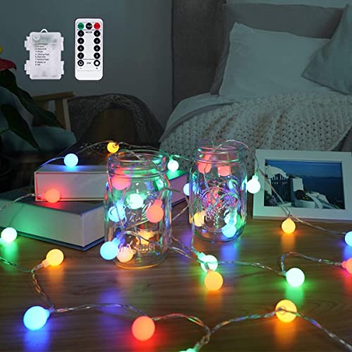 Global String Lights Fairy Twinkle Lights Outdoor Patio Lantern Lights -18ft 50 LED Battery Powered,Christmas Decoration Hanging Lights, String Lights Indoor Outdoor Lamp,Ball Lights