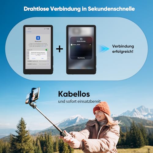 Selfie Monitor Touchscreen für iPhone 7–16, 4K 30fps magnetischer Monitor für Rückkamera mit Lautsprecher für Vlogs YouTube TikTok Live-Streaming und Videoaufnahmen ContentCreators, P2P Funkverbindung