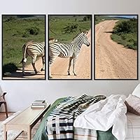 3 Piece Framed Canvas Wall Art Double Striped Animals Black and White Dramatic Modern Art for Living Room Bedroom - 16