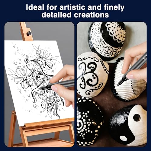Image of SFAIH Black Paint Markers Pens -4 Pack 0.7MM Fine Tip Acrylic Markers for Rock Rock Painting, Bold Lettering, Poster Making, Labeling, Wood Signs
