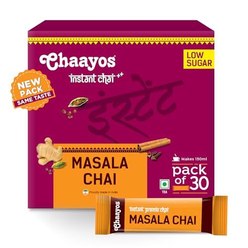 Image of Chaayos Instant Tea Premix - Masala Flavour - Low Sugar (12g * 30 sachet) (Makes 150ml), Masala Tea Powder, Premix Tea, Masala Chai, Desi Chai