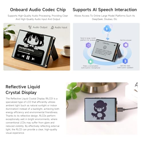 Waveshare ESP32-S3 4.2inch RLCD Development Board, 300 × 400 Resolution, Supports W-F & BLE Dual-Mode Communication and AI Voice Interaction, No Batt