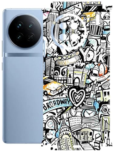 Image of AtOdds - Full Body Back Screen Guard Protector Film - Lamination Wrap Skin Sticker Compatible with VIVO X90 | Scratchproof Matte Finish (Graffiti 26)