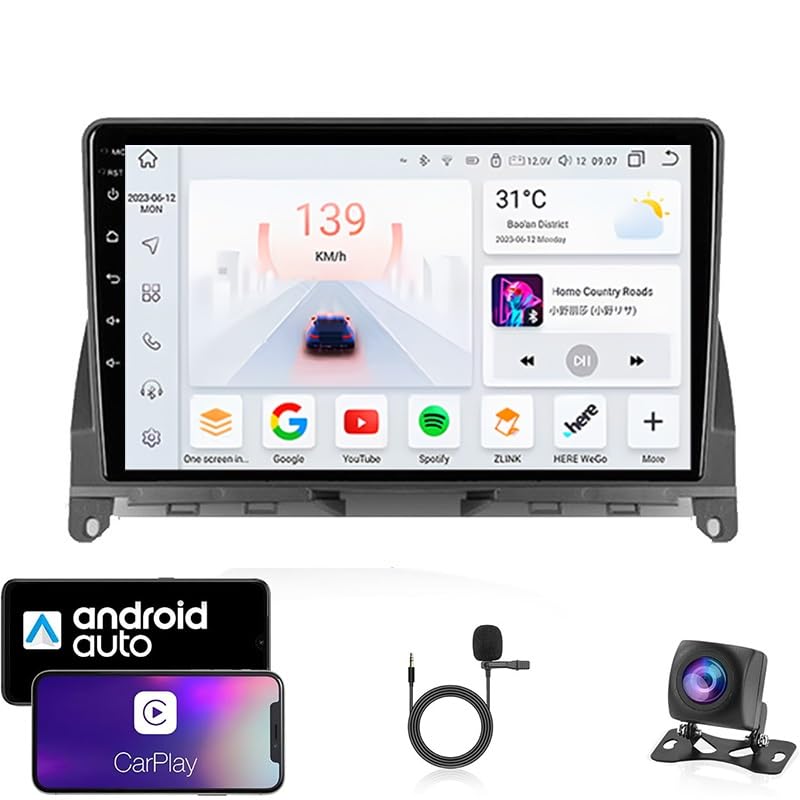 Autoradio Android 14 double din connecté pour voyager en Benz Classe C