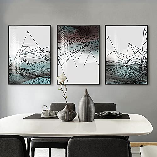 Impressions minimalistes sur toile d'art géométrique moderne décoration murale triptyque premium