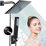 Juego de 2 regaderas de baño de acero inoxidable con regadera de techo + regadera de mano con manguera bajan a un excelente precio HAWOO Regaderas para Baño, 8' Cabeza de Ducha de Lluvia Alta Presion, Ducha de Mano de 2 Modos Rociado con Soporte,...