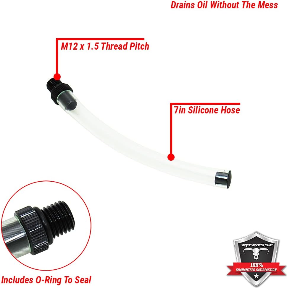 Pit Posse Oil Drain Tool Kit Compatible with KTM, Husqvarna 2 Stroke and 4 Stroke Engines Black