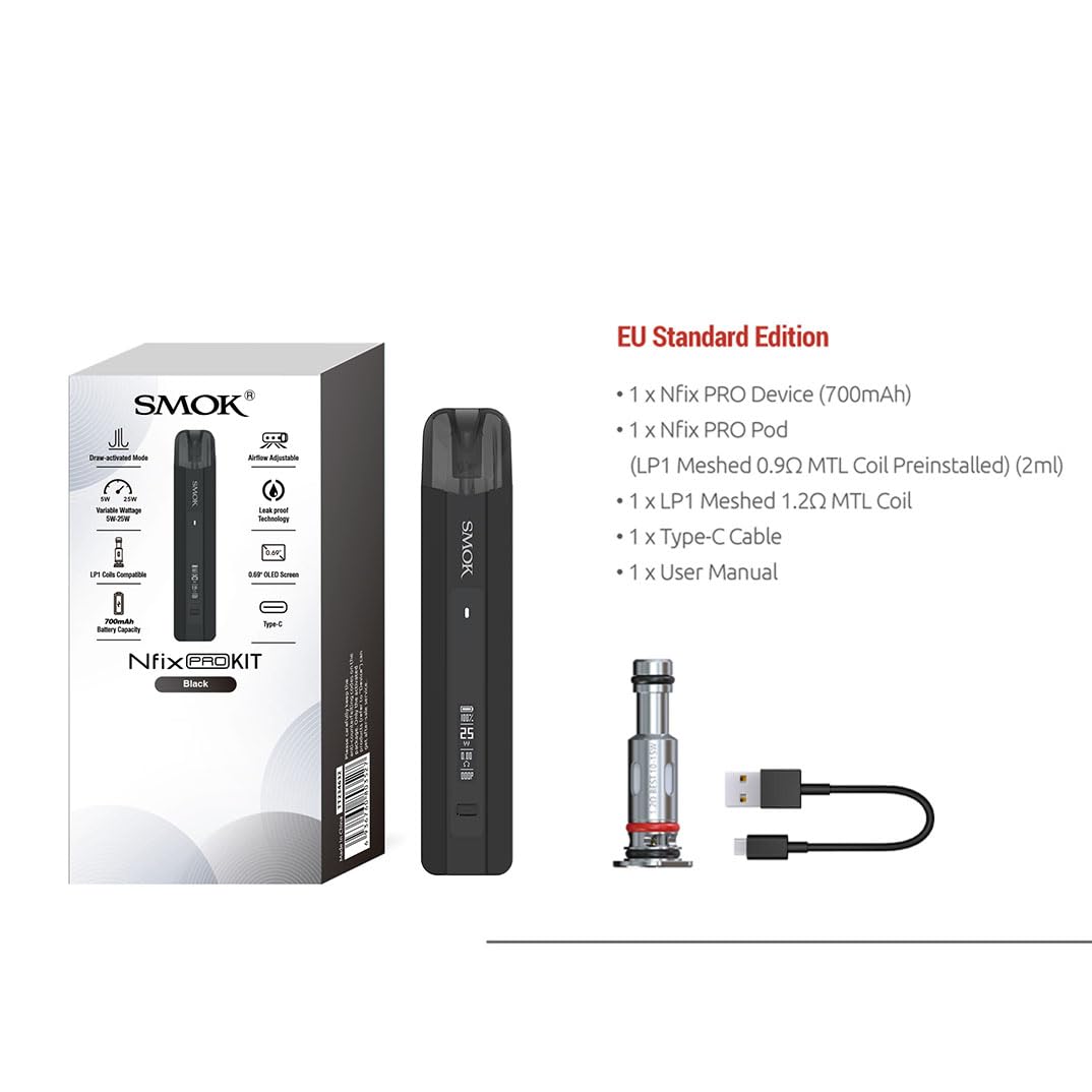 SMOK Nfix Pro Pod Kit - Bleu Violet, batterie 700mAh, puissance 25W, cran  OLED 0,69", flux d'air rglable, technologie anti-fuite, compatible avec  les coils LP1, sans nicotine : Amazon.fr: High-Tech