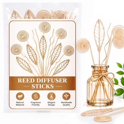 Reed Diffuser Sticks - 20PCS Rattan Reed Diffuser Sticks Natural Rattan Wood Essential Oil Diffuser Sticks Keep Fragrance Scent for Home Living Room Bathroom Bedroom Office Decor