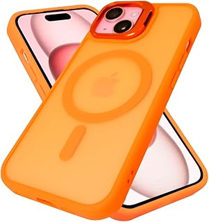 シズカウィルRe iPhone 15 ケース MagSafe対応 マット カバー ワイヤレス充電 耐衝撃 スタンド付き ハイブリッド5 スマホケース 1個入り オレンジ