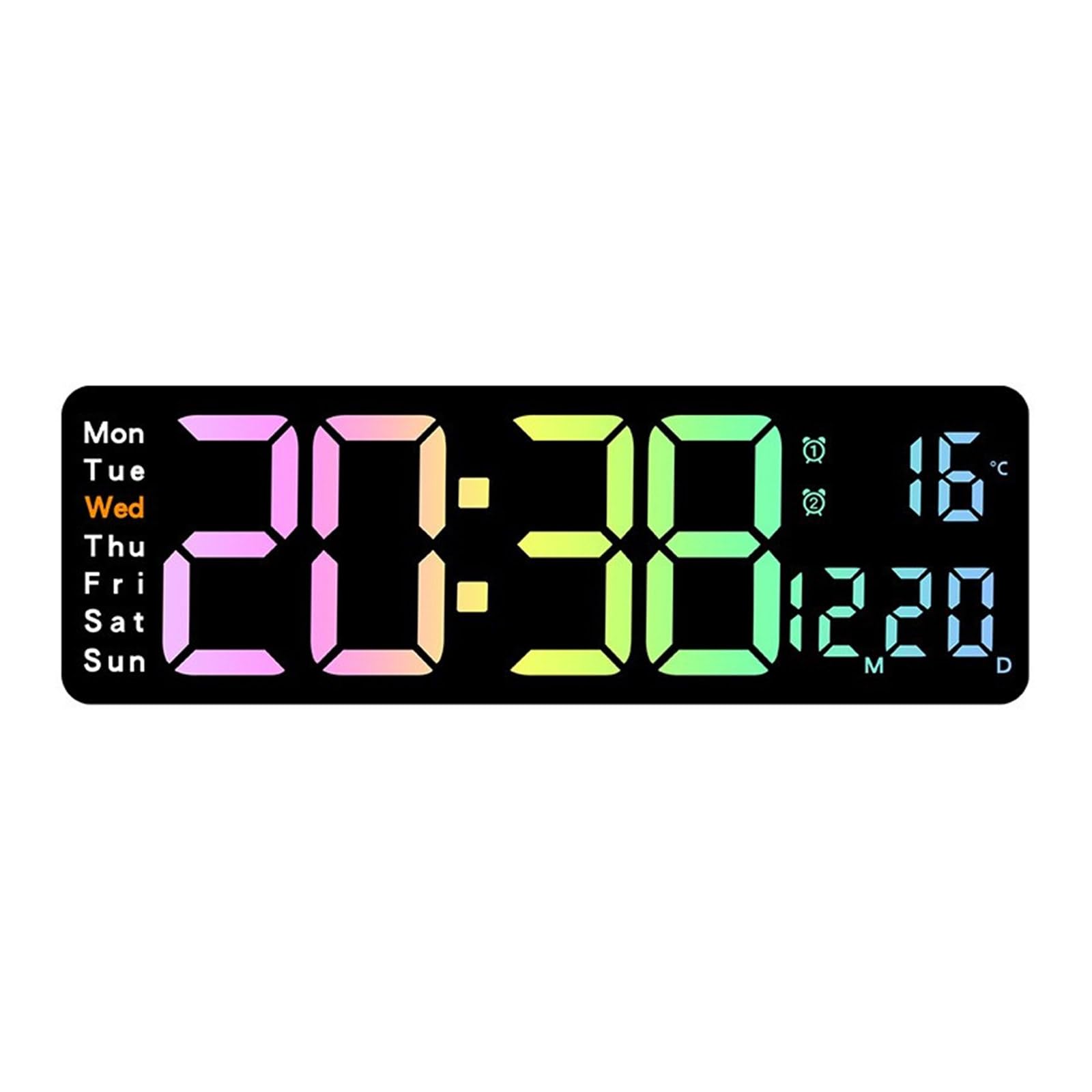 Kalttoy 12Inch Large LED Wall Clock with 2 Alarm Clock Big Screens 10 Brightness Digital Alarm Home Decorations Digital