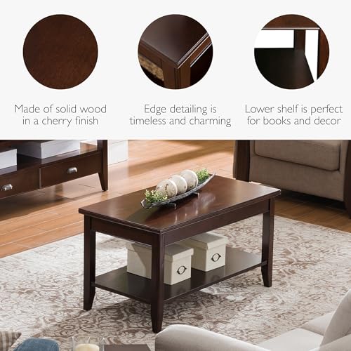 Image of Leick Home Laurent Coffee Table, 39 inch, Chocolate Cherry