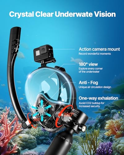 VEVOR Scuba Tank, 0.5L Portable Scuba Diving Tank, Diving Oxygen Cylinder Supports 5-10 Minutes Underwater Breathing, 98.43 ft Diving Depth, Lung Tank Kit with Snorkel Mask for Underwater Exploration - Thumbnail 4