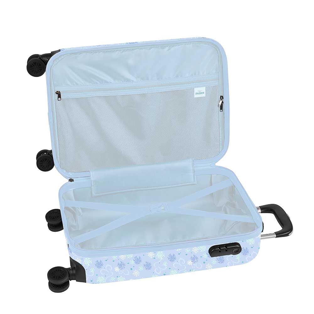 Safta | Maleta de Cabina 20″ Frozen Disney, Rígida ABS+PC, 4 Ruedas Dobles 360° Giratorias, Candado de Seguridad, Interior Forrado con Separador y Bolsillo de Red, Medidas 34,5x20x55 cm