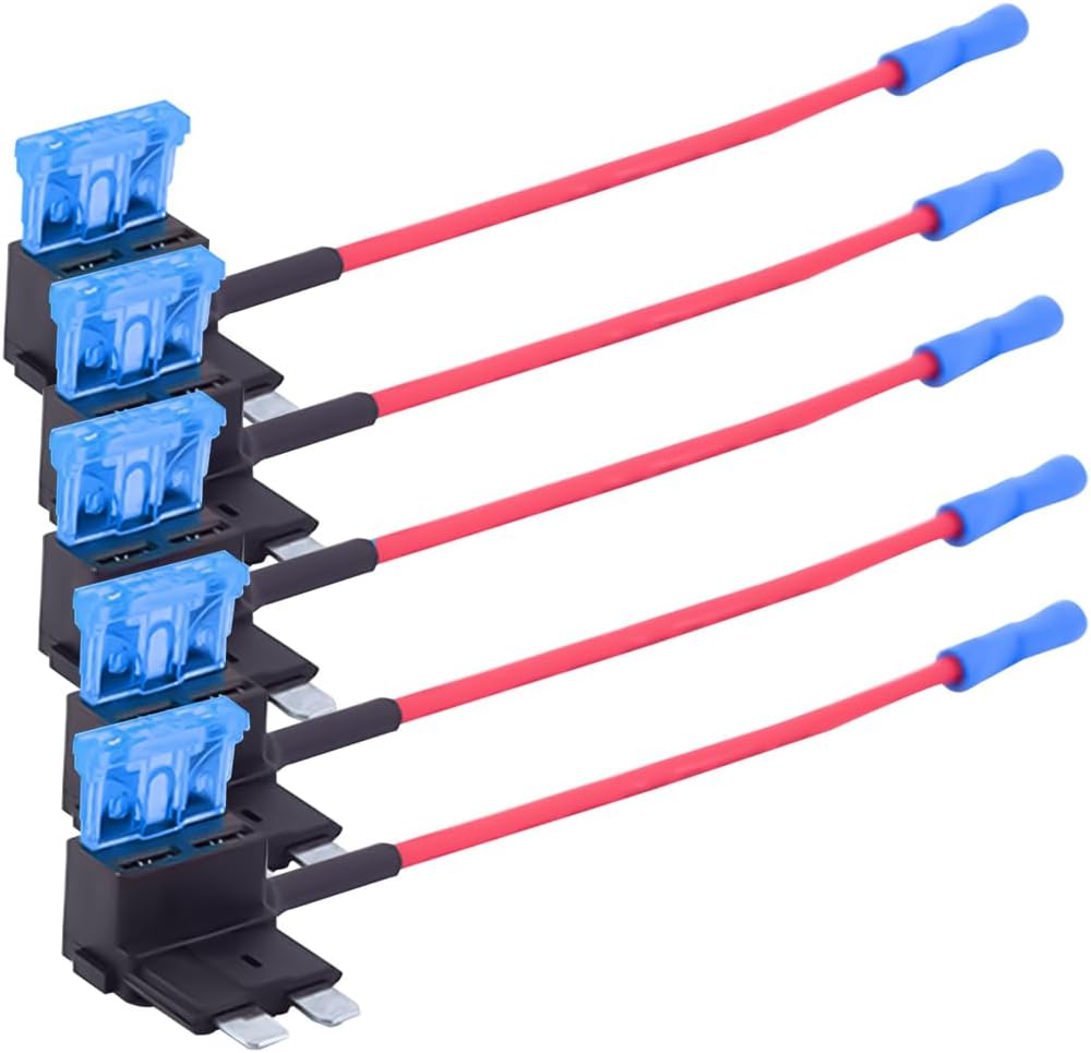 Bittwee 5PCS 12V Car Add-a-Circuit Fuse TAP Adapter, Mini Automotive ATM APM Blade Fuse Holder, Vehicle Repair Accessories Universal for SUV, Truck, RV, Motorcycle, Boat, Marine and More