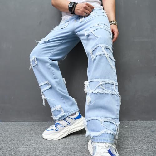 Men's High Street Wide Leg Denim Pants Men American Trend Loose Pants Retro Washed Baggy Jeans Pants Streetwear2