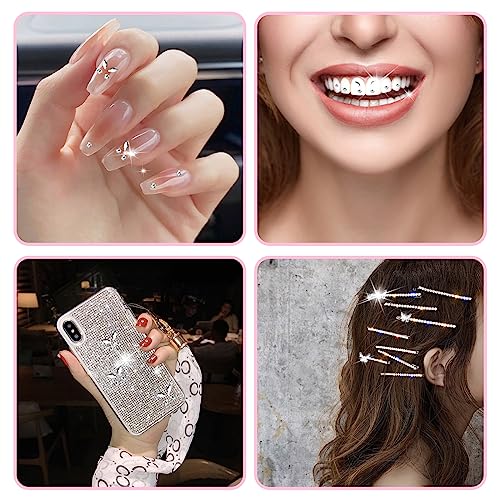 OHSN Zahn Edelstein Set 10 pcs DIY Zahn Edelstein Kit Zahnstein Schmuck Zahnschmuck set Mit Kleber Für Zähne Teeth Gems Kit für Reflektierende Zahnverzierungs-Dekoration Mit 1445 pcs Tooth Gem