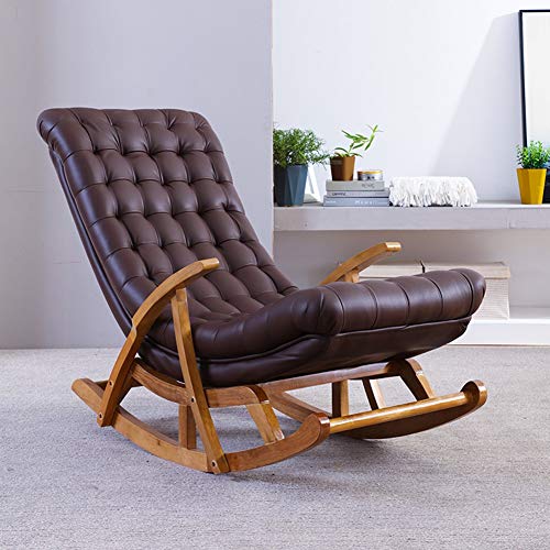 Pig Middle I Relax Rocking Chair Cool and Comfortable Waterproof Leather Fabric Soft Relax Recliner with Footrest for Garden Indoor Outdoor Patio (Color : Brown)