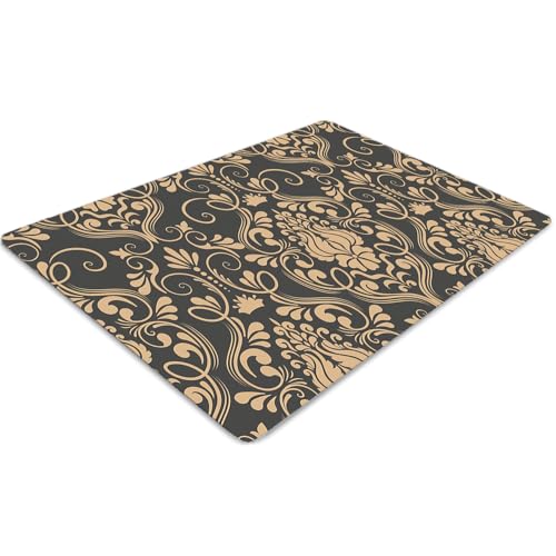 Tapis de chaise avec décoration dorée en PVC premium rectangulaire