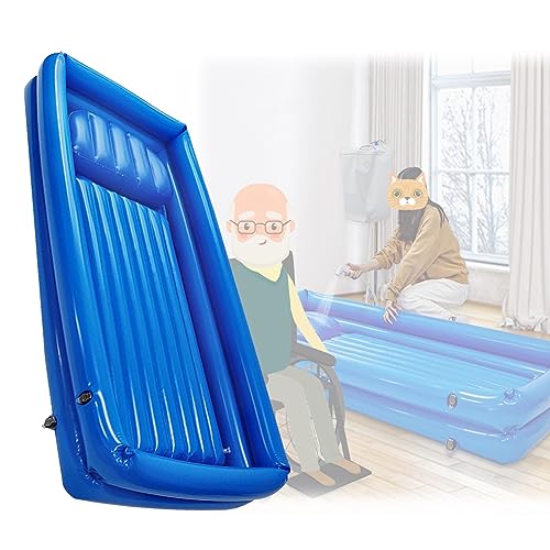 XCSCUK Bañera médica de cabecera, bañera Inflable, Asistencia para Ducha, Kit de baño para Pacientes encamados, baño portátil para Todo el Cuerpo. (Blue)