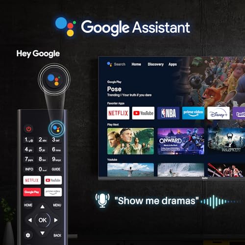 TuTu Smart TV 43 Zoll (108 cm) 4K UHD LED Fernseher Android TV mit WLAN, HDR, Triple Tuner DVB-C/S/S2/T/T2, Bluetooth, Prime Video, Netflix, YouTube, DAZN, Disney+, TUS43UQ1A – Bild 4