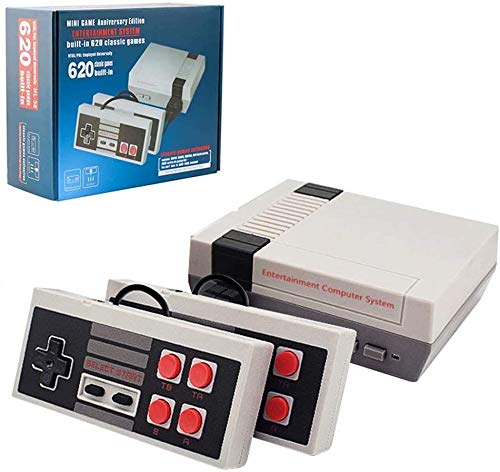 xjh Classic Retro Game Console, Achort Mini Retro Game Consoles Built-in 620 Games Video Games Handheld Game Player 8-Bit Family TV Video Games Console with 2 Controllers AV Output Plug and Play
