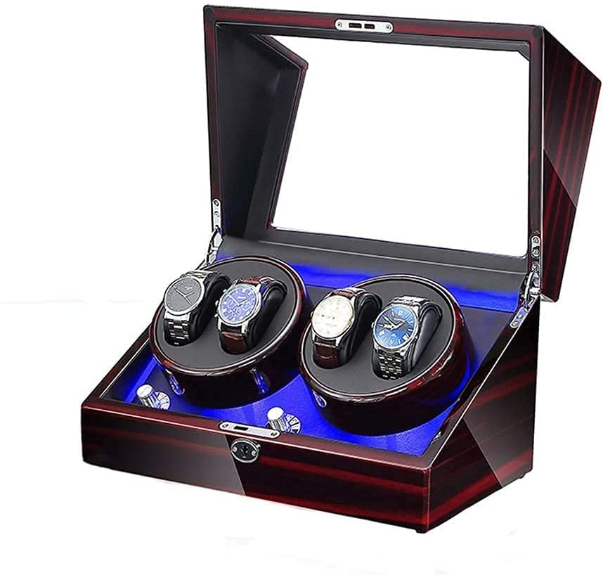 Vitrina enrolladora para 4 relojes automáticos con acabados elegantes y sistema LED interno