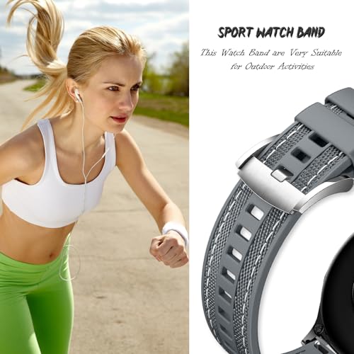 Niboow Armband van 22 mm voor Huawei Watch GT6/GT 6 Pro/GT5/GT 5 Pro/GT4/GT3/GT2 Pro/GT2/Watch5/Watch4/Watch3 Pro (46 mm), voor mannen en vrouwen, siliconen, voor Huawei Watch 4 Pro 48 mm, Grijs, 22