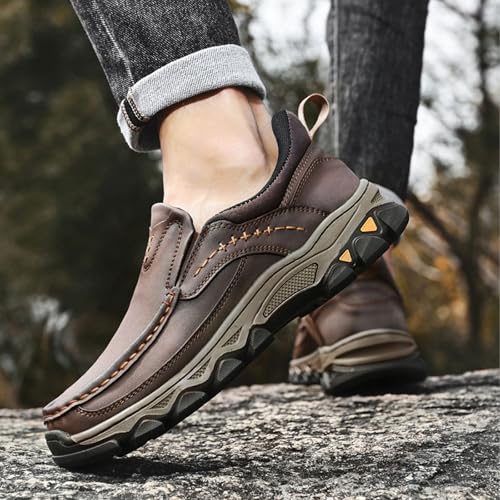 Enjerr Orthopedic Shoes Men 2025 New Men's Orthopedic Hands-Free Genuine Leather Slip On Loafers Men's Walking Shoes4