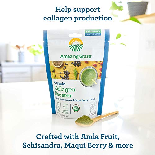 Amazing Grass Vegan Collagen Booster Smoothie Mix: Plant Based Collagen Support Smoothie Booster With Amla, Schisandra & Maqui Berry, 30 Servings #TOP2