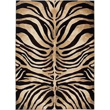 Home Dynamix Fawn Modern Area Rug, 18.9"x31.5", Animal Stripe Black/Ivory