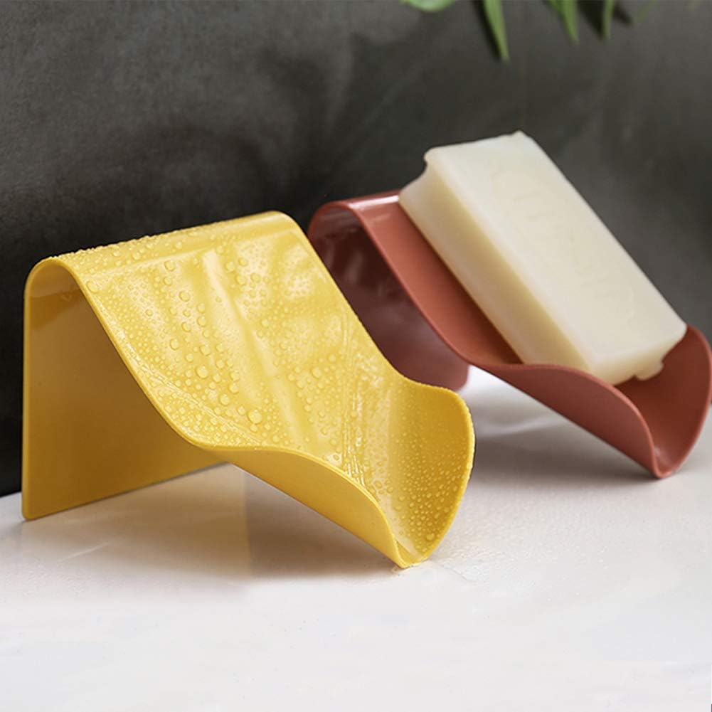 Soap Dishes for Bathroom, Simple Self Draining Bar Soap Holder Shower, 3 Pack Soap Saver, White, Blue, Brick Red, Yellow (3, White+Blue+Yellow)