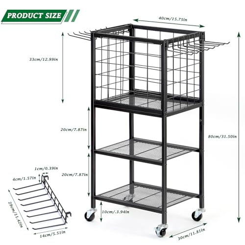 CADUKE Dumbbell Rack & Stand, Yoga Mat Storage with Hooks and Wheels, Home Gym Weight Rack for Dumbbells, Kettlebells, Yoga Mat, Yoga Block, Foam Roller and Resistance Band - Image 2